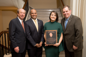 Yolanda Porras, winner of the 2018 James S. Kemper Staffer of the Year Award, pictured with Steve Lesnik, Val D'Souza and Tim Krebs