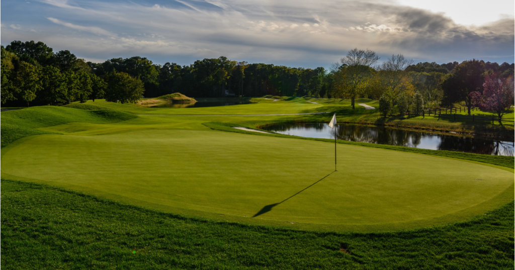 Looking back from a green at Links at Perry Cabin in St. Michaels, Maryland