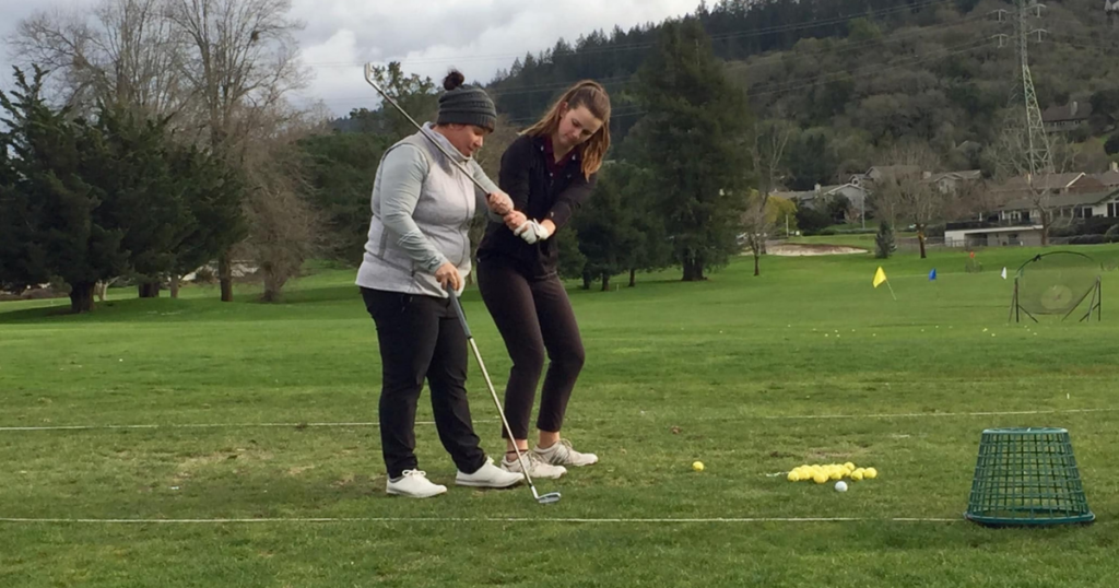 LPGA Teaching Professional Jessica Quayle giving a lesson at Oakmont Golf Club in Santa Rosa, California