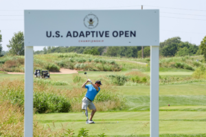 Tee shot at 2024 U.S. Adaptive Open at Sand Creek Station