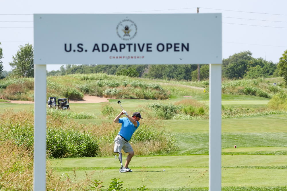 Tee shot at 2024 U.S. Adaptive Open at Sand Creek Station