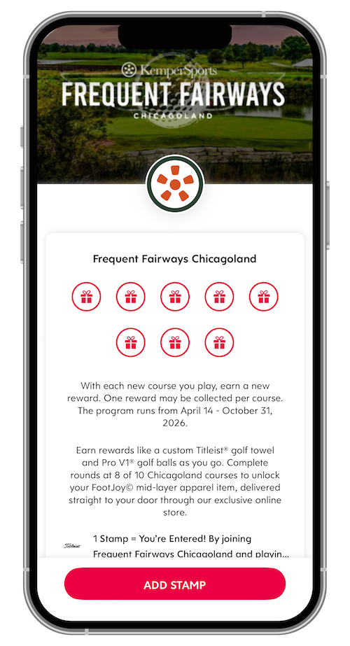 Phone preview of the Flex Rewards app as part of the Frequent Fairways Chicagoland program