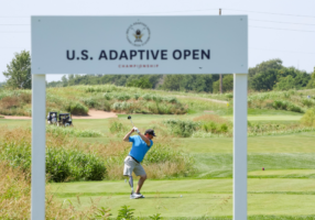 Tee shot at 2024 U.S. Adaptive Open at Sand Creek Station